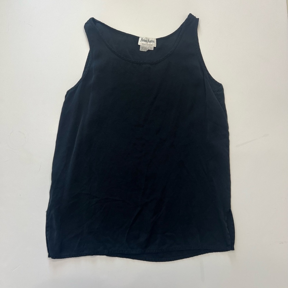 Neiman Marcus Exclusive Black Silk Large Tank Top Vintage
